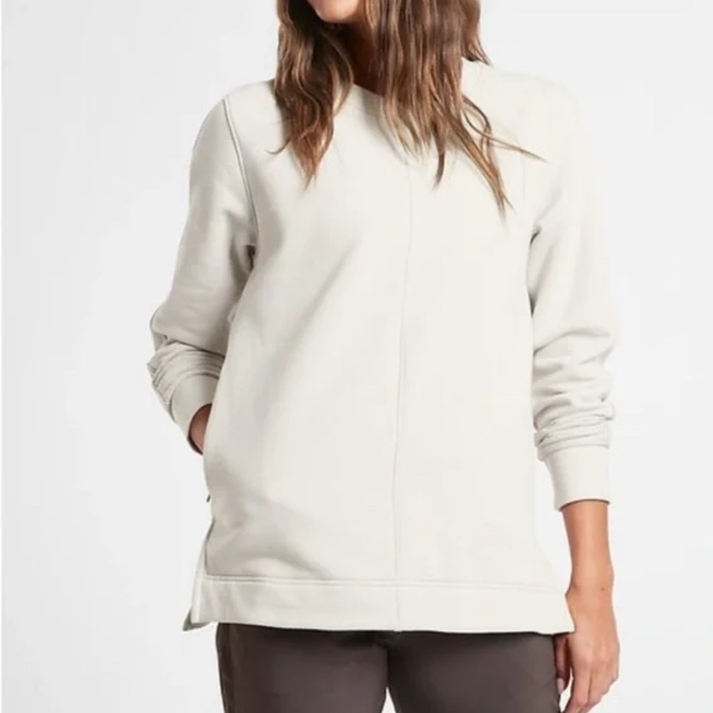 Athleta Retroplush Crewneck Sweatshirt Cream athleisure